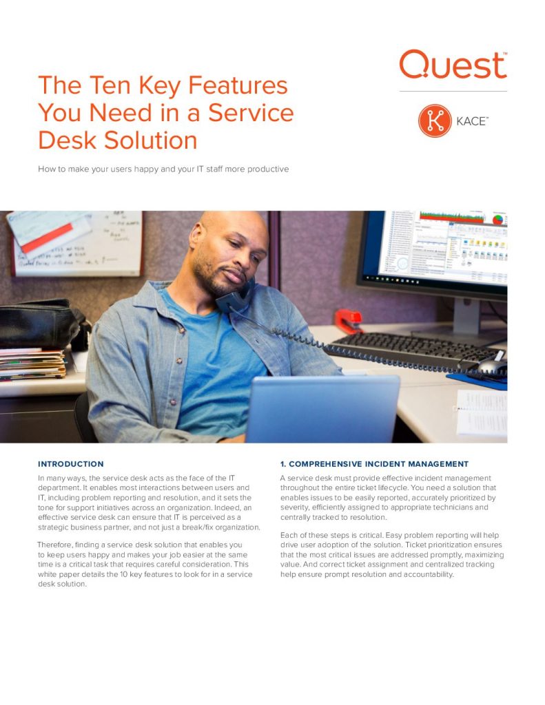 The Ten Key Features You Need in a Service Desk Solution