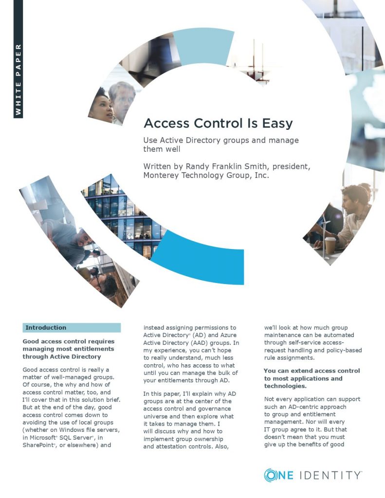 Access Control Is Easy, Use Active Directory Groups and Manage Them Well