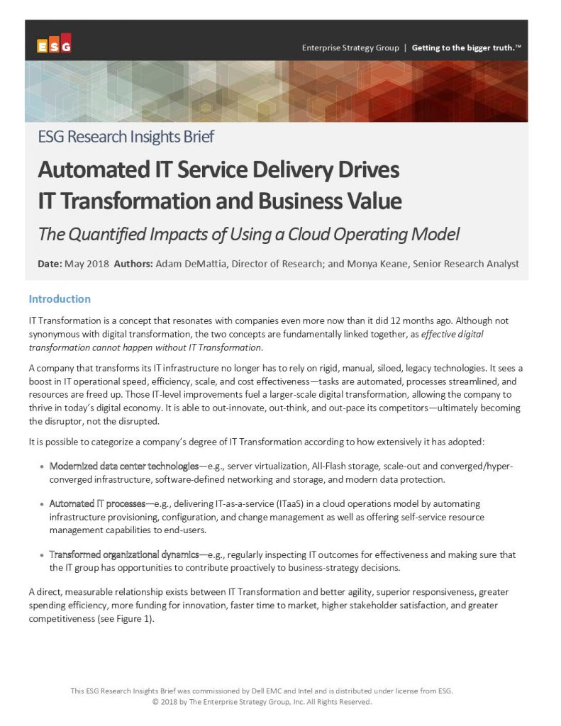 Automated IT Service Delivery Drives IT Transformation and Business Value