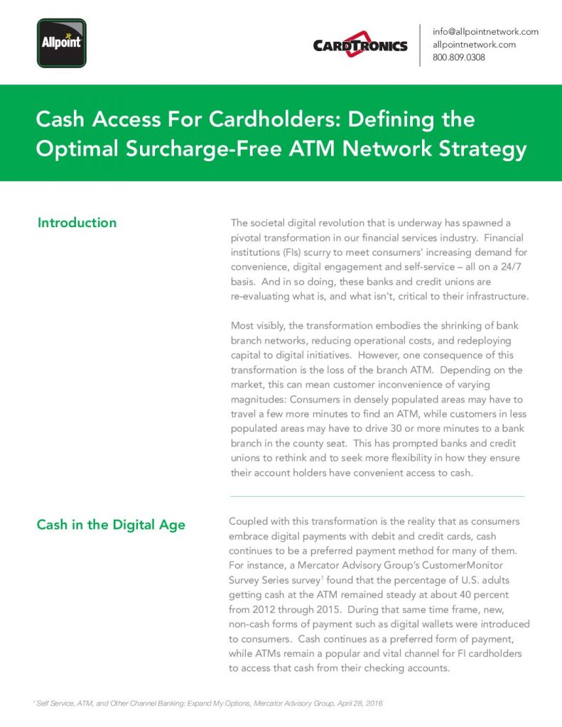 Cash Access for Cardholders: Defining the Optimal Surcharge-free ATM Network Strategy