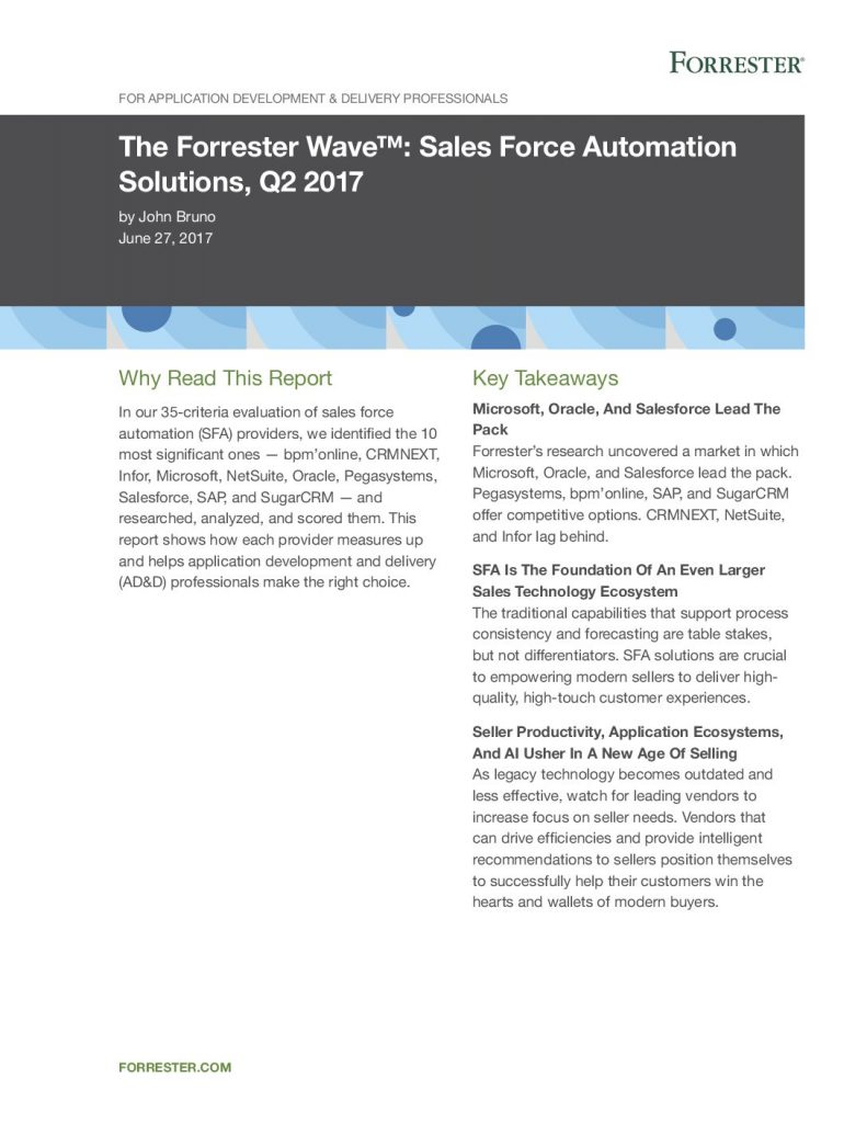 The Forrester Wave™: Sales Force Automation Solutions