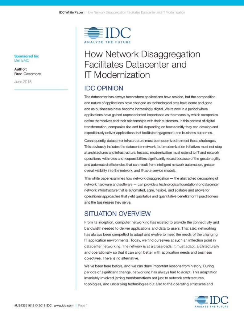 How Network Disaggregation Facilitates Datacenter and IT Modernization
