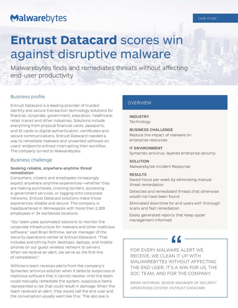 Entrust Datacard Scores Win Against Disruptive Malware
