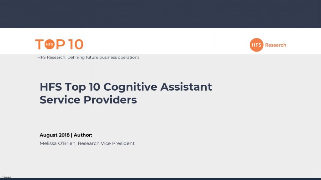HFS Top 10 Cognitive Assistant Service Providers