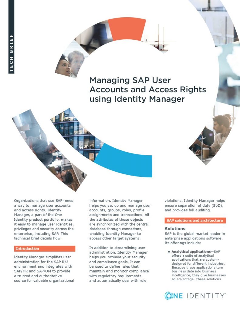 Managing SAP User Accounts And Access Rights Using Identity Manager