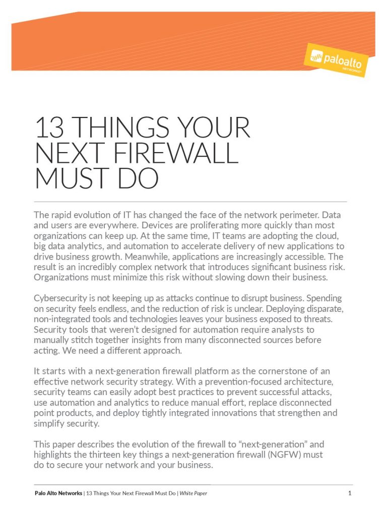 White Paper: 13 Things Your Next Firewall Must Do White Paper