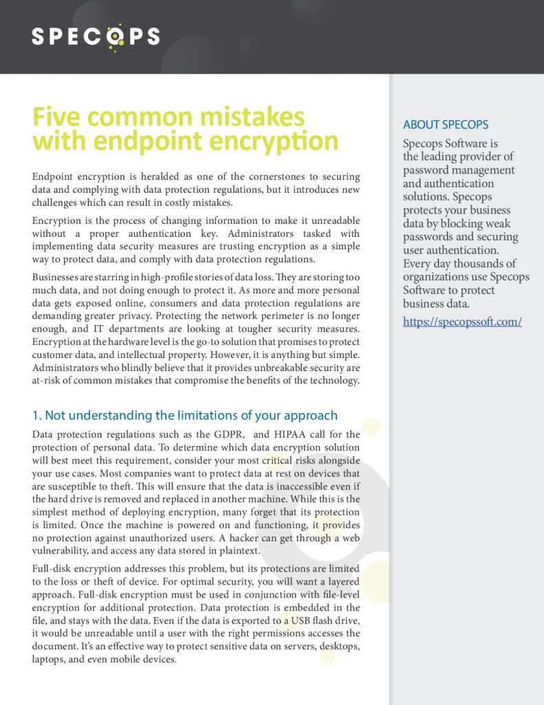 Five common mistakes with endpoint encryption