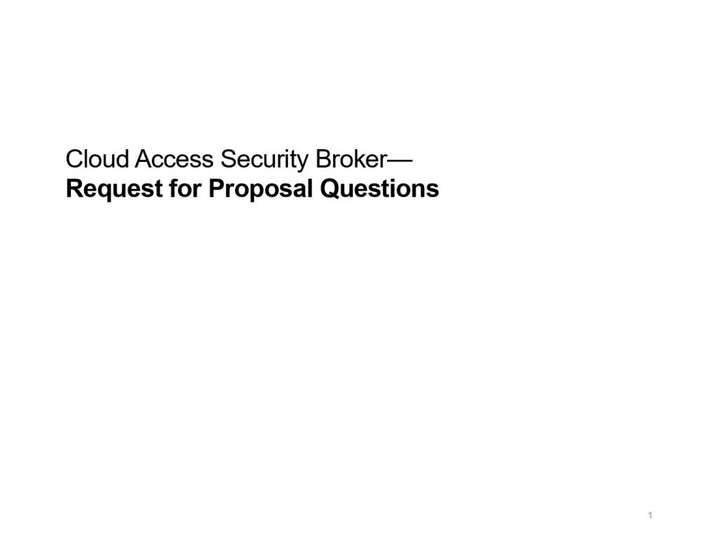 Cloud Access Security Broker— Request for Proposal Questions