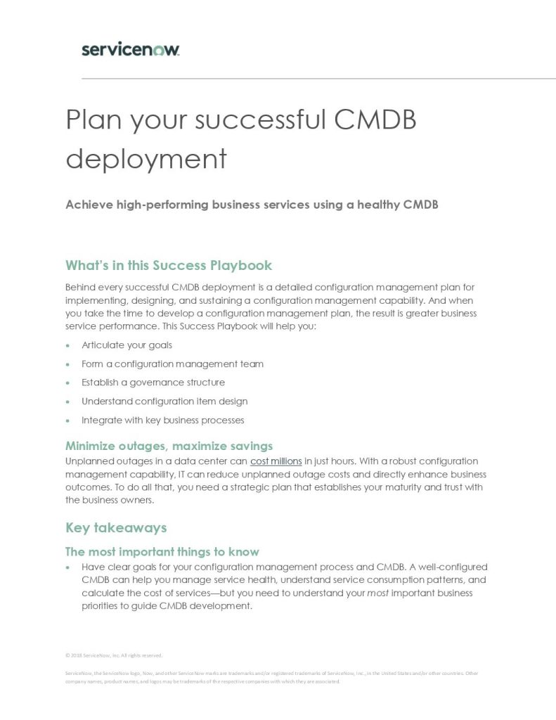 Plan your successful CMDB deployment