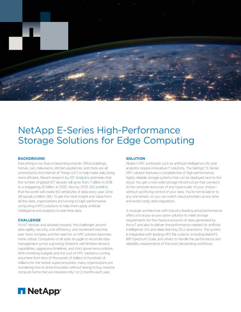 NetApp E-Series High-Performance Storage Solutions for Edge Computing