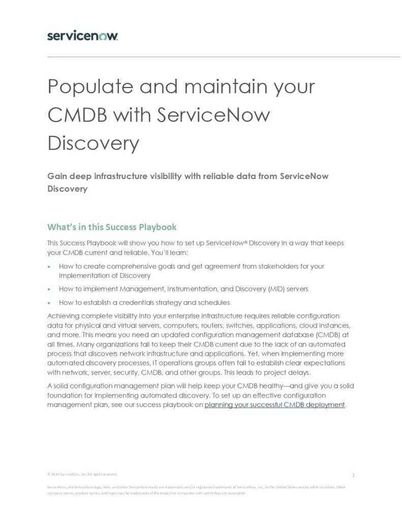 Populate and maintain your CMDB with ServiceNow Discovery