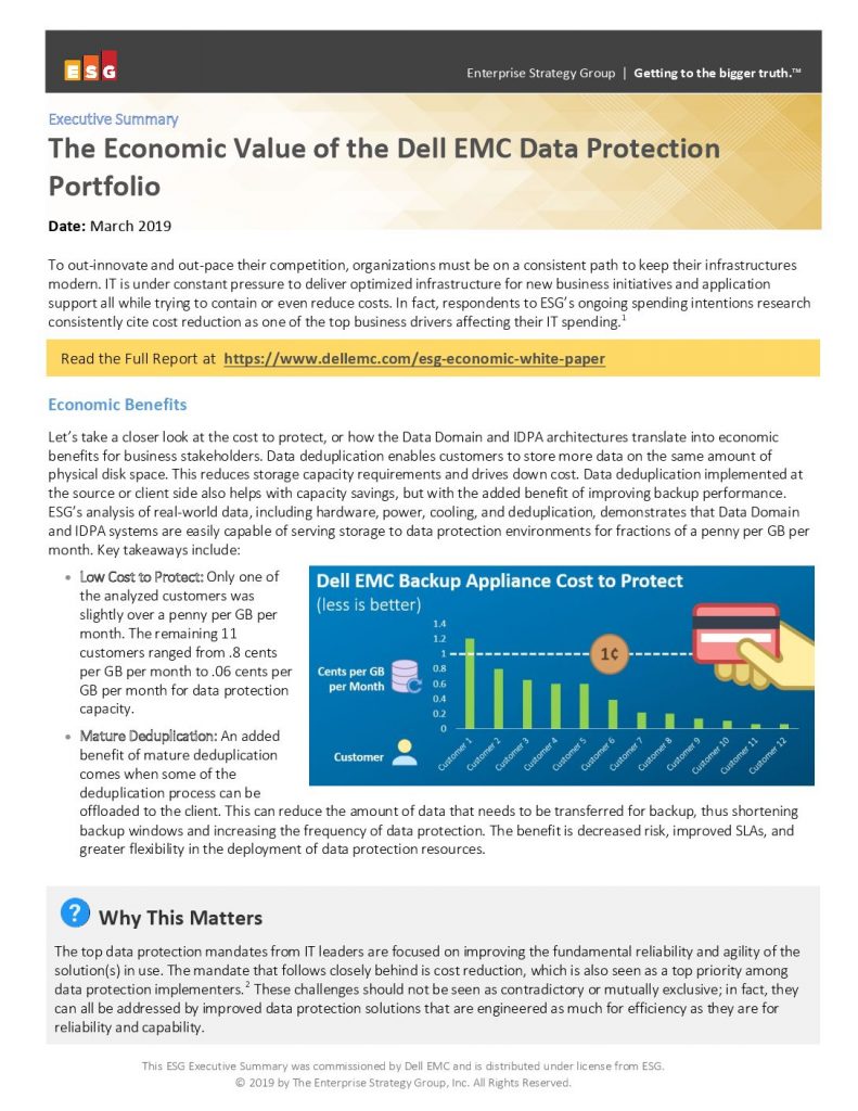 The Economic Value of the Dell EMC Data Protection Portfolio