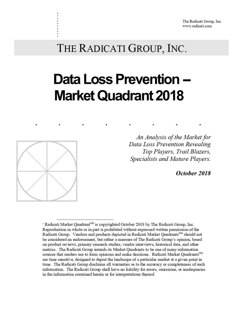 The Radicati Group DLP(Data Loss Prevention) Market Quadrant 2018