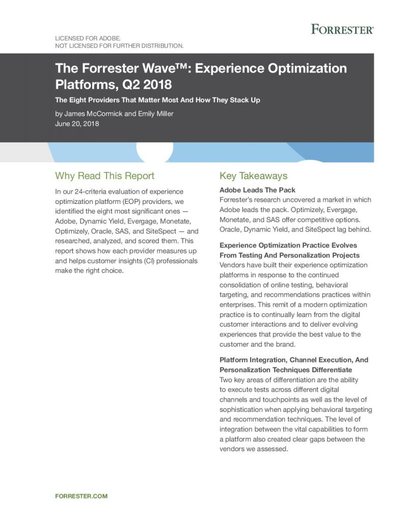 2018 Forrester Wave: Experience Optimization Platforms