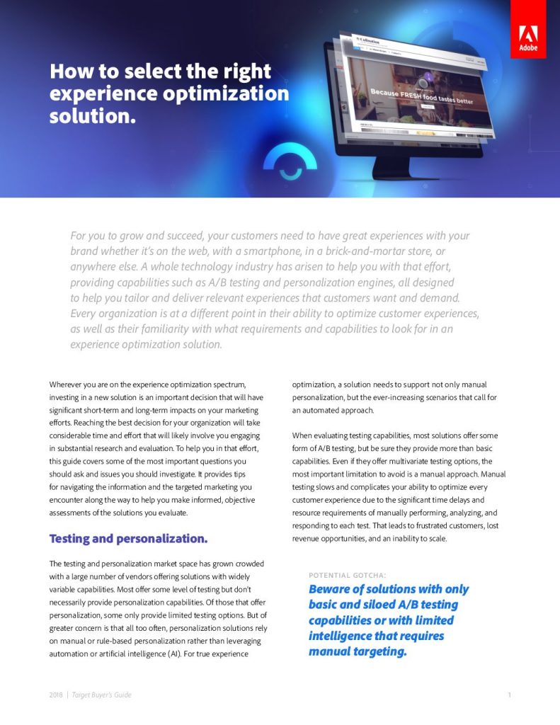 How to Select the Right Experience Optimization Solution
