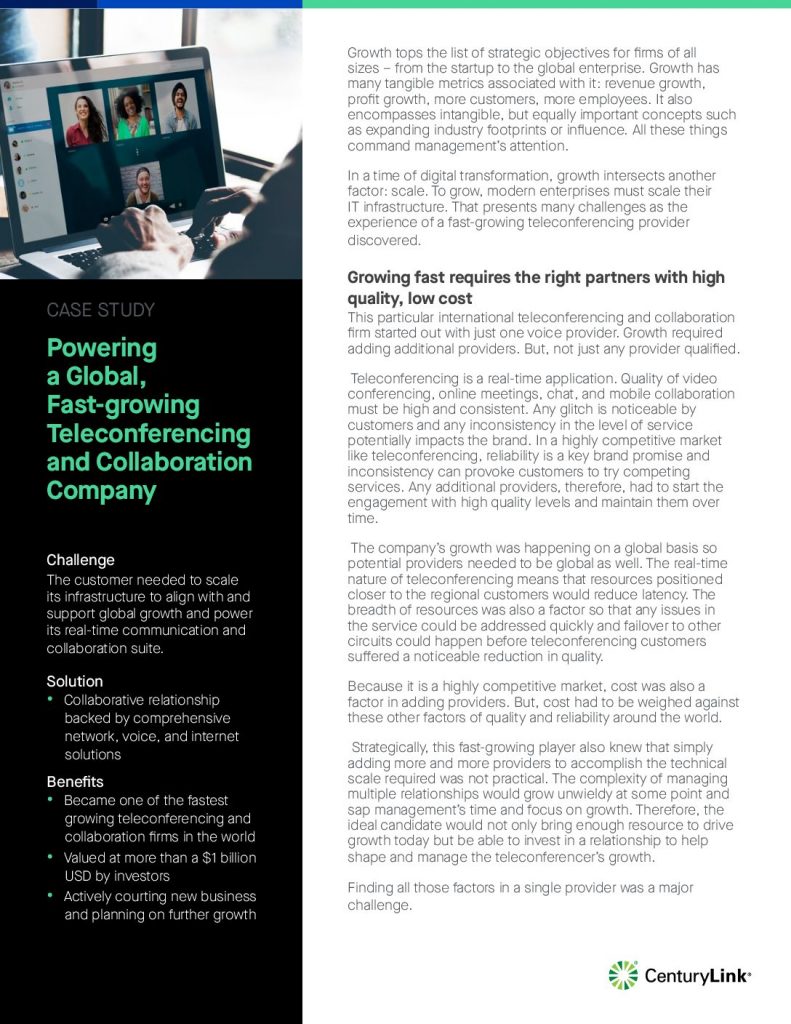 Powering a Global, Fast-growing Teleconferencing and Collaboration Company