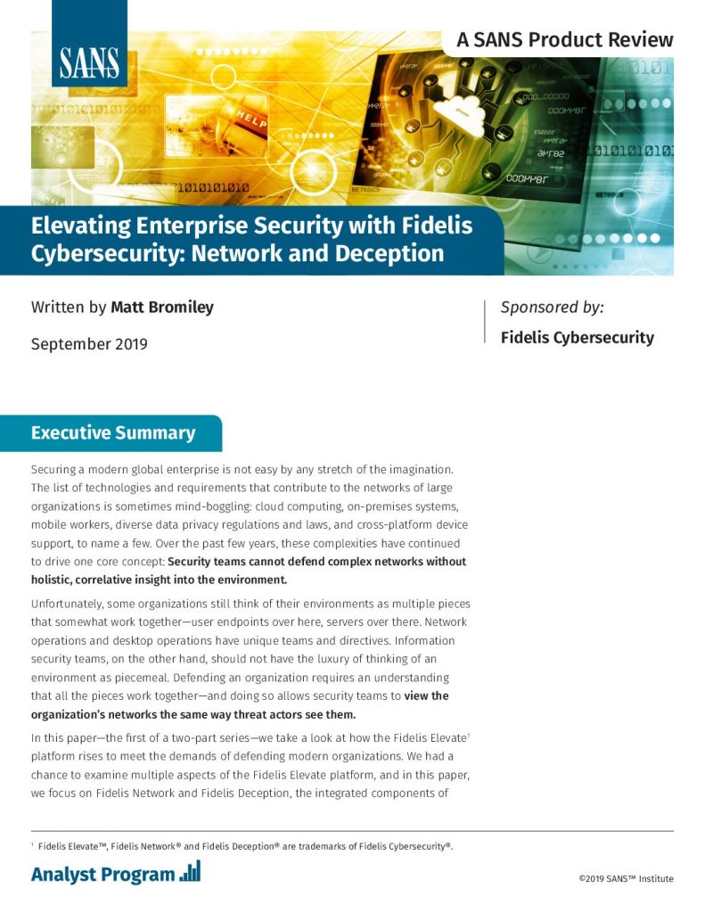 Elevating Enterprise Security with Fidelis Cybersecurity: Network and Deception