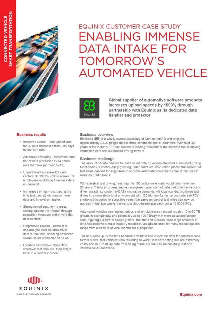 Equinix Customer Case Study Enabling Immense Data Intake For Tomorrow’s Automated Vehicle