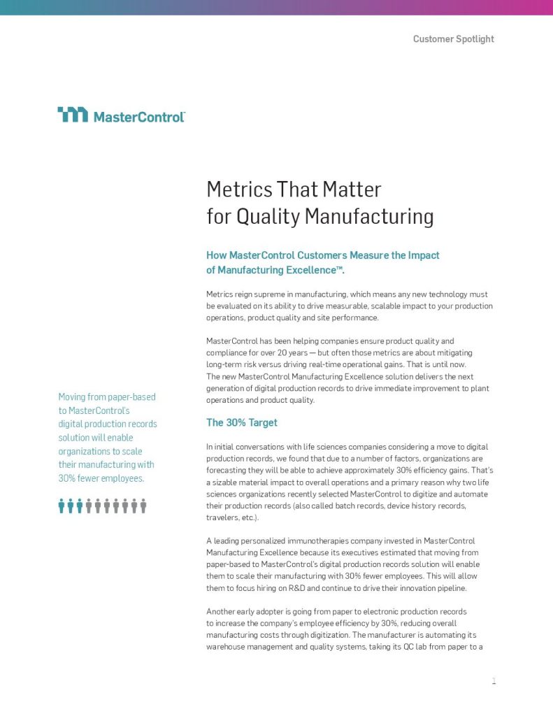 Metrics That Matter for Quality Manufacturing