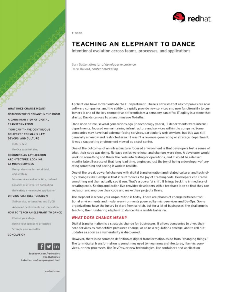 TEACHING AN ELEPHANT TO DANCE Intentional Evolution Across Teams, Processes, And Applications