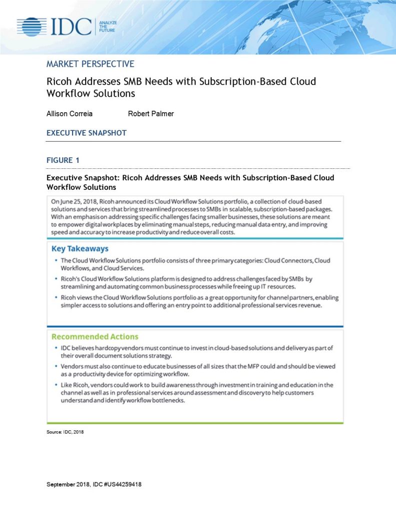 Ricoh Addresses SMB Needs with Subscription-Based Cloud Workflow Solutions