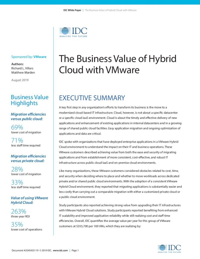 The Business Value of Hybrid Cloud with VMware