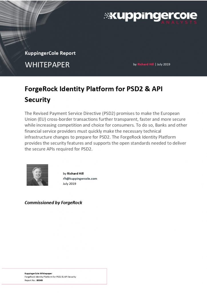 KuppingerCole Whitepaper: ForgeRock Identity Platform Capabilities for Authentication under PSD2