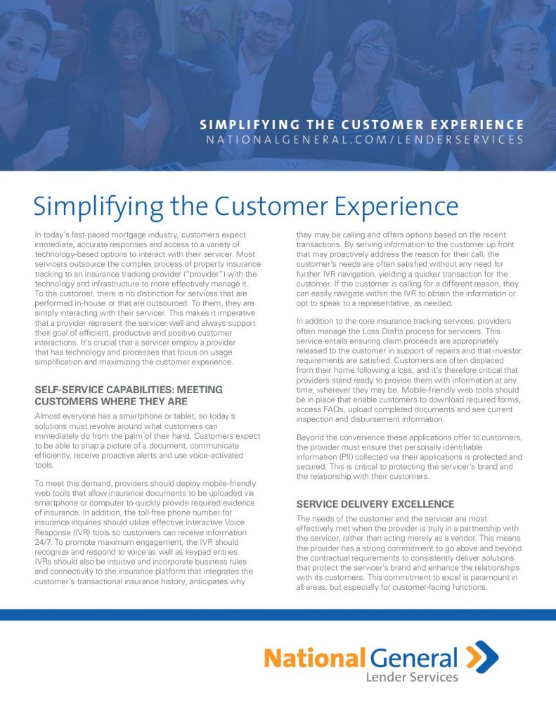 SIMPLIFYING THE CUSTOMER EXPERIENCE