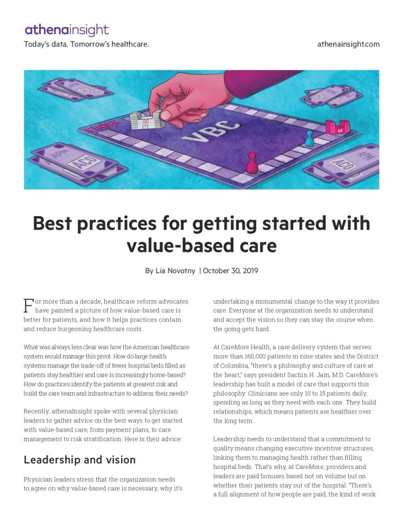 Best practices for getting started with value-based care