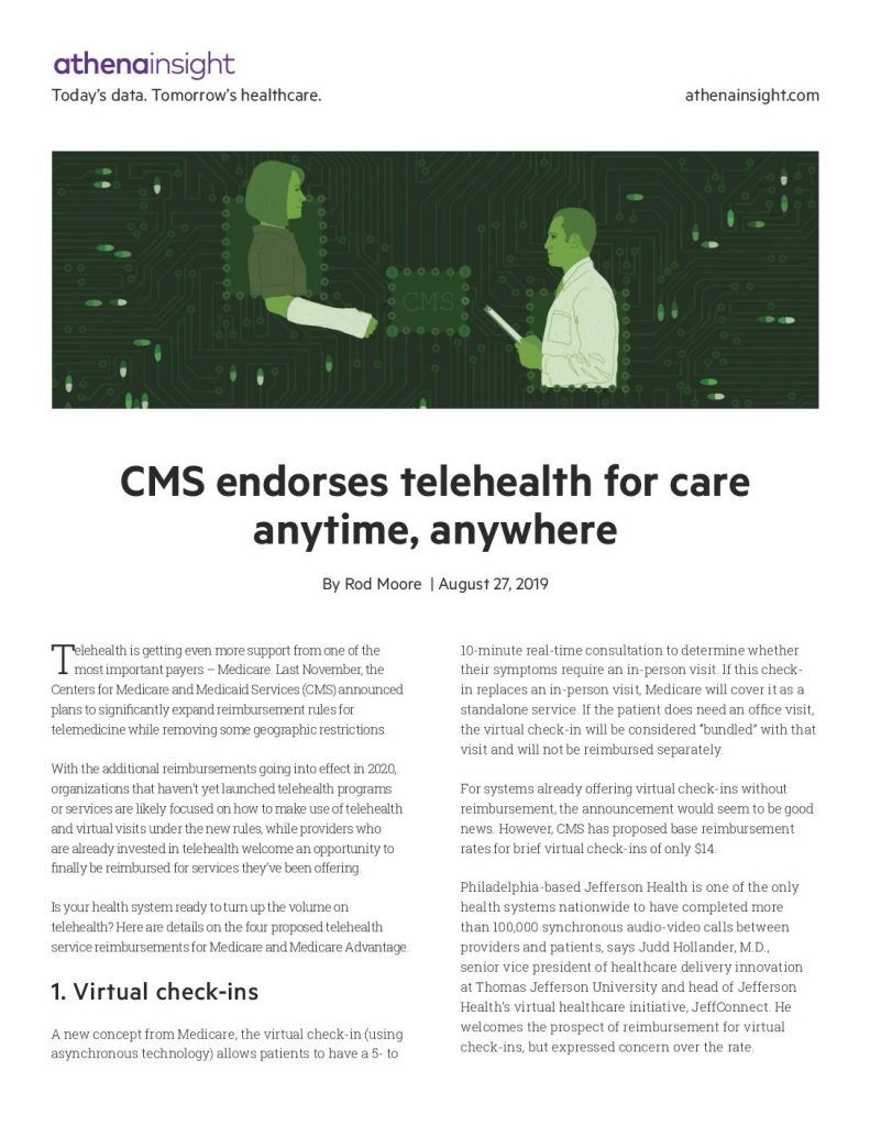 CMS endorses telehealth for care anytime, anywhere