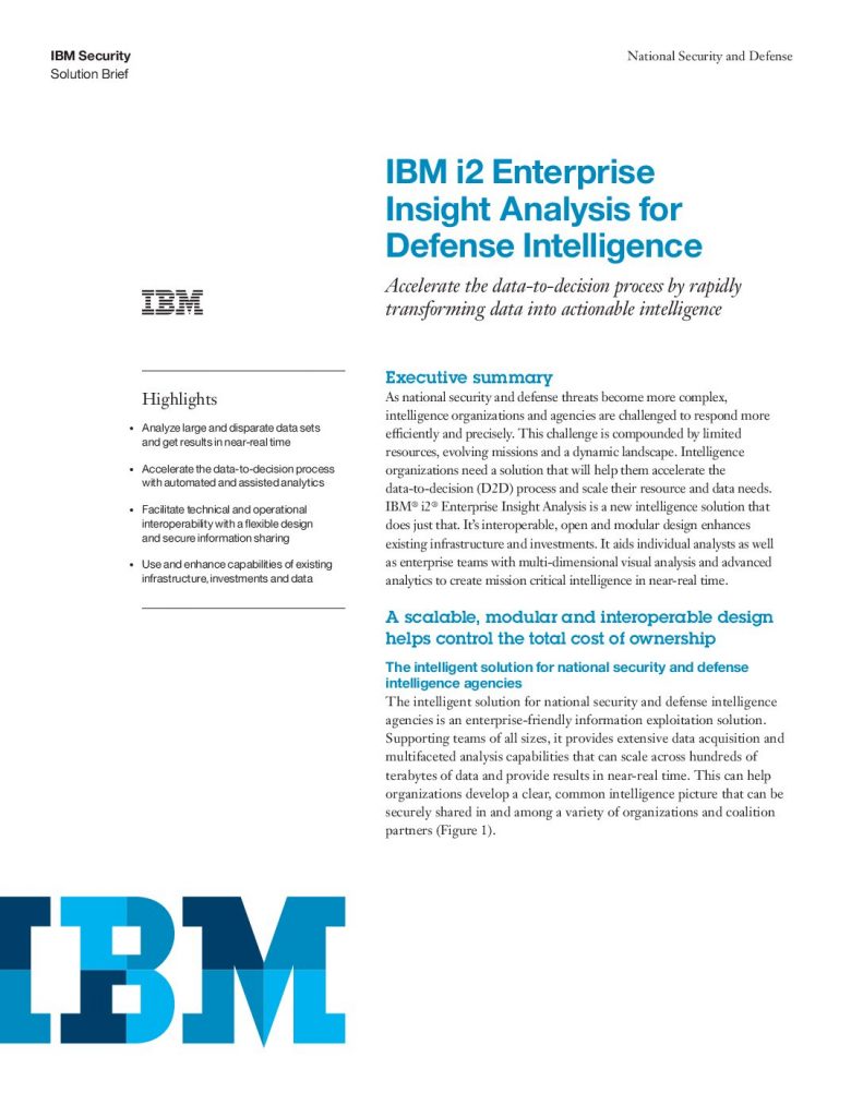 IBM i2 Enterprise Insight Analysis for Defense Intelligence