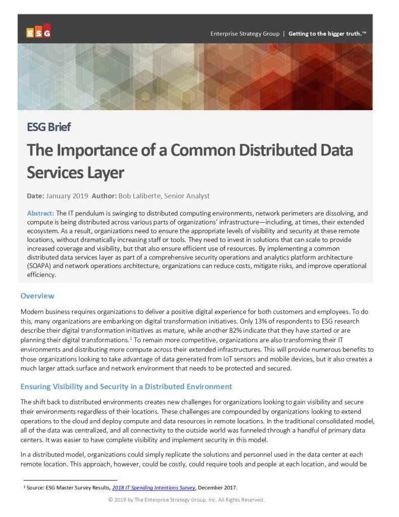 ESG Brief: The Importance of Common Distributed Data Services Layer