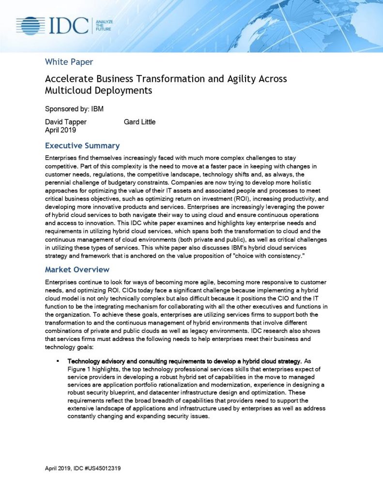 Accelerate Business Transformation and Agility across multicloud deployments