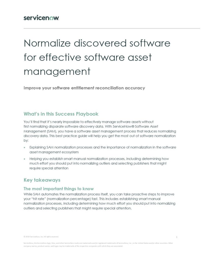 Normalize Discovered Software to Effective Software Asset Management (SAM)