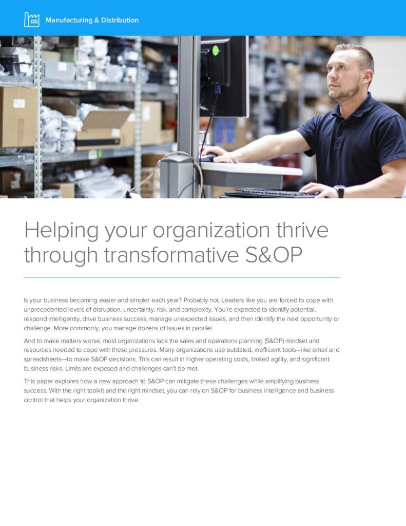 Helping manufacturers and distributers thrive through transformative S&OP