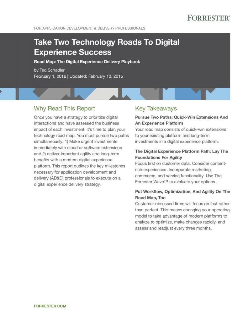 Take Two Technology Roads to Digital Experience Success