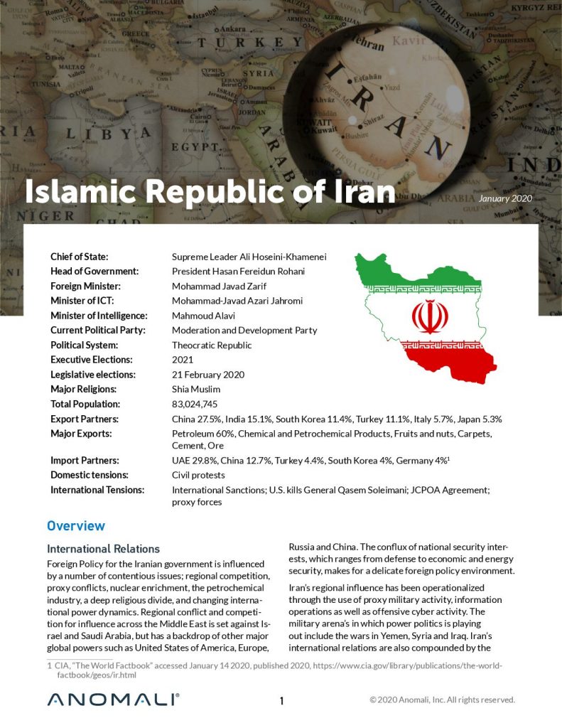 Title Islamic Republic of Iran Cybersecurity Profile from Anomali Threat Research