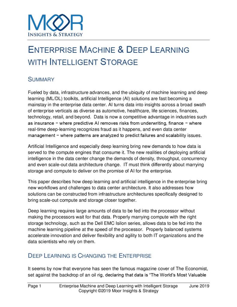 Enterprise Machine & Deep Learning with Intelligent Storage