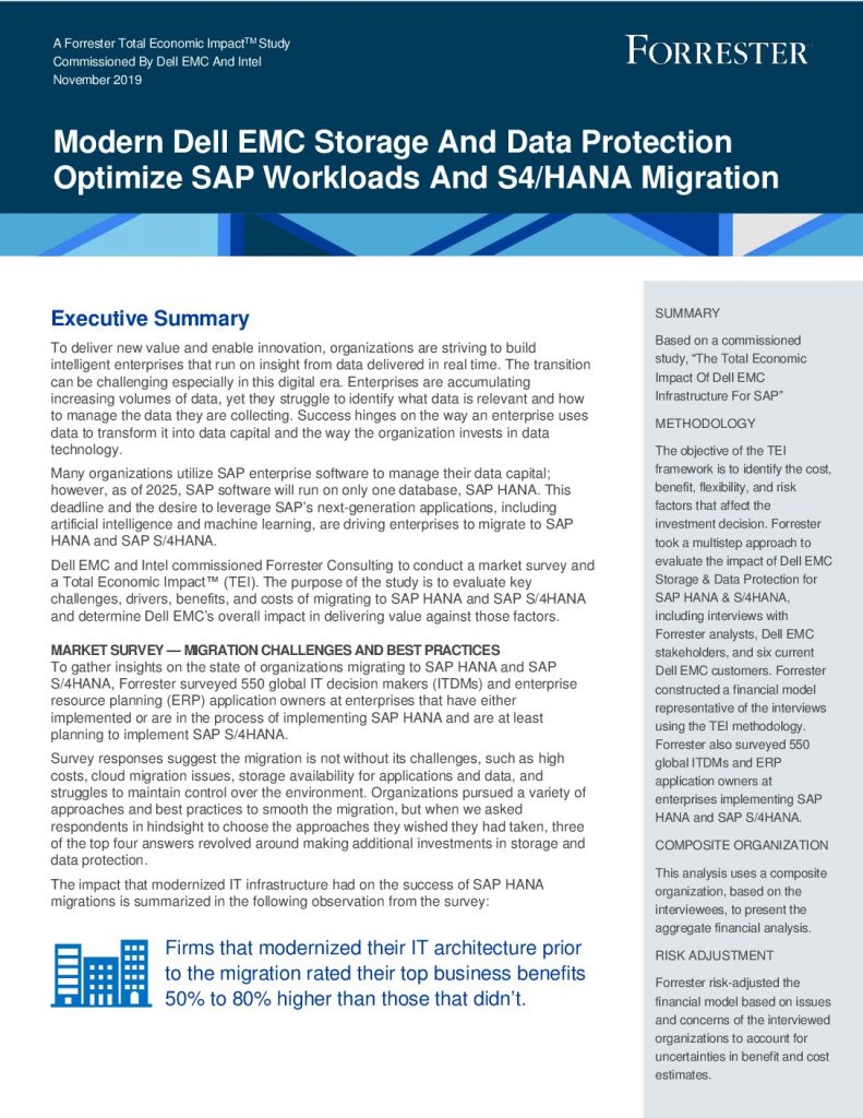 Modern Dell EMC Storage And Data Protection Optimize SAP Workloads And S4/HANA Migration