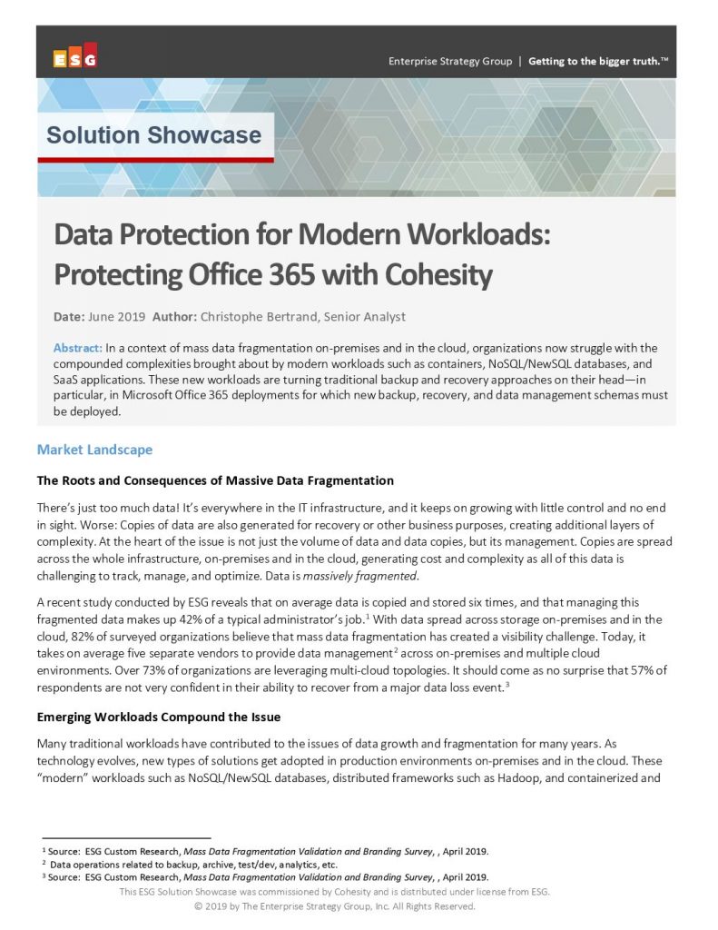 Data Protection for Modern Workloads: Protecting Office 365 with Cohesity