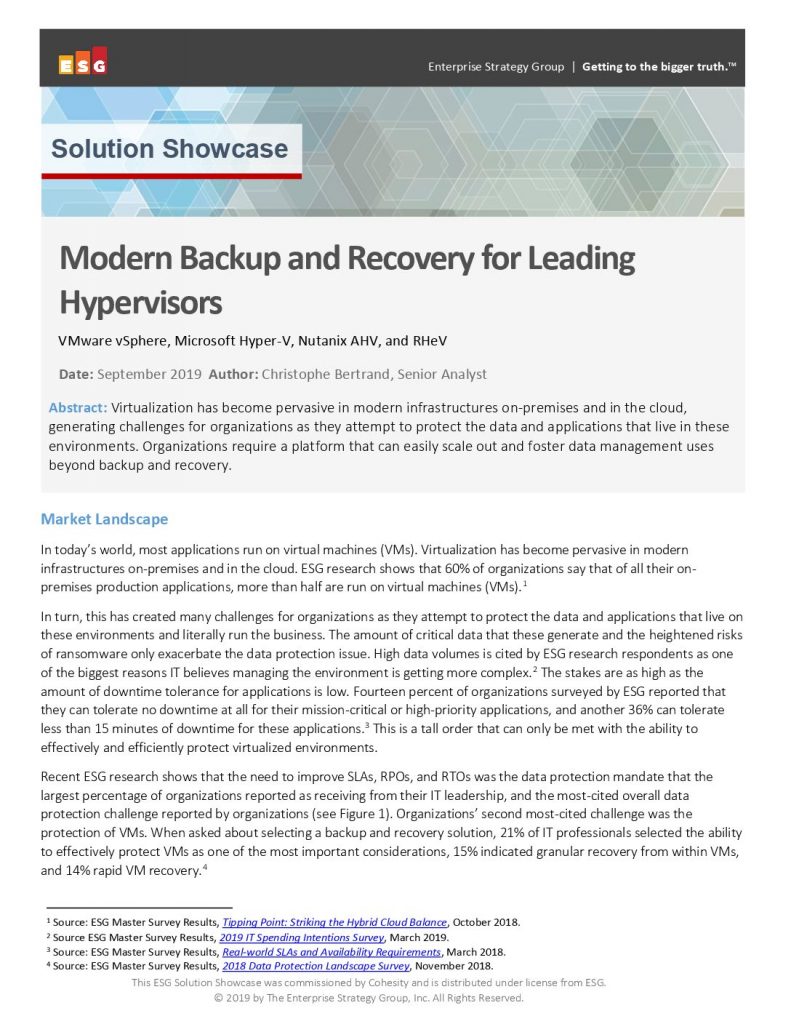 ESG Solution Showcase: Modern Backup and Recovery for Leading Hypervisors