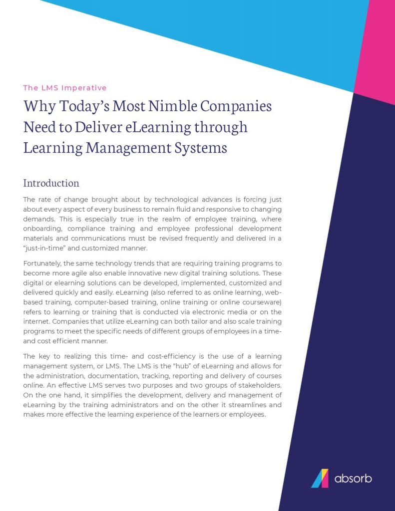 Why Today’s Most Nimble Companies Need to Deliver eLearning through Learning Management Systems