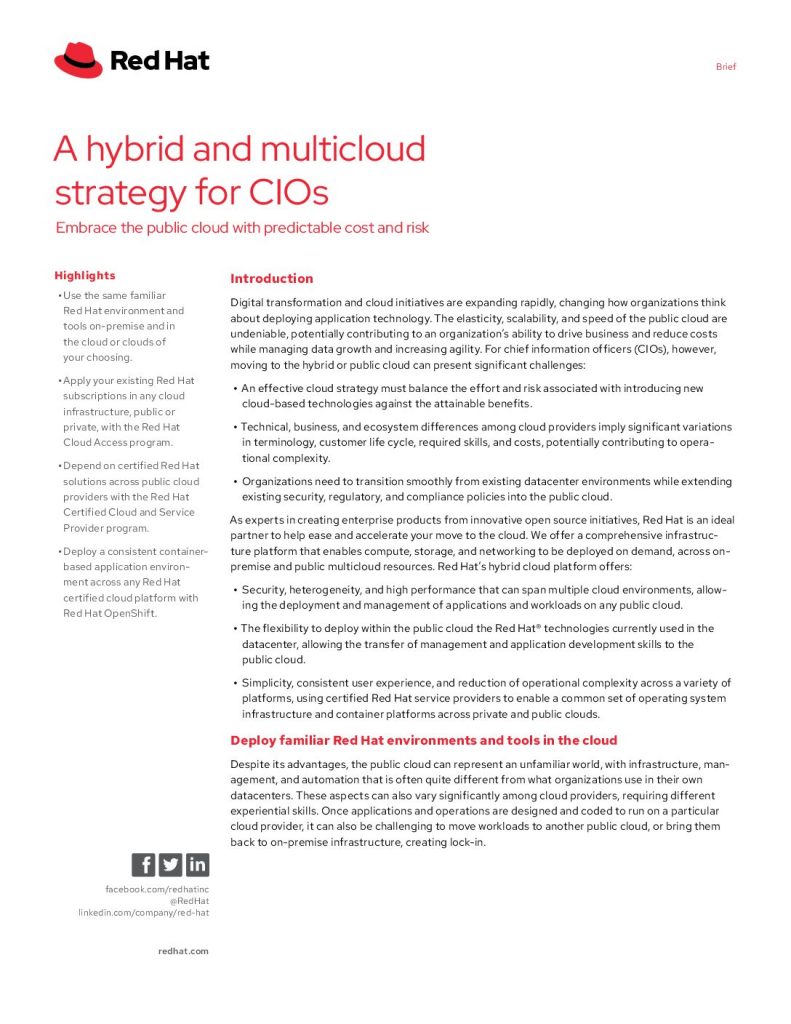 A Hybrid and Multicloud Strategy for CIOs