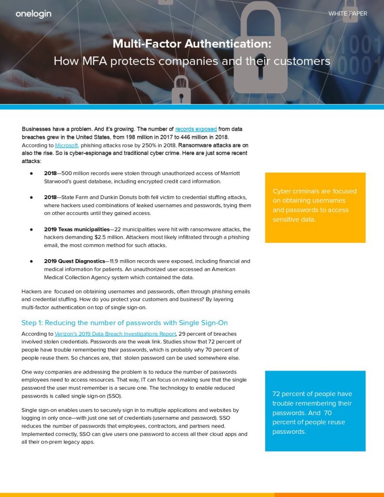 Protecting companies and customers with MFA