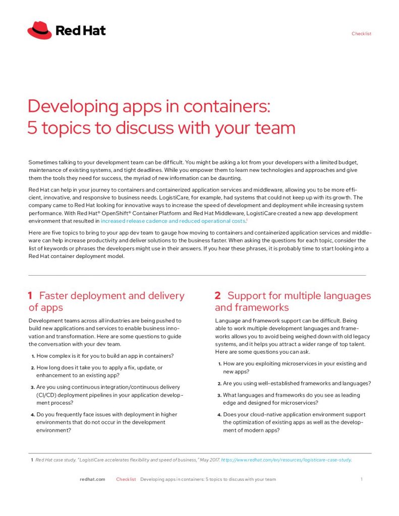 Developing Apps In Containers: Five Topics To Discuss With Your Team